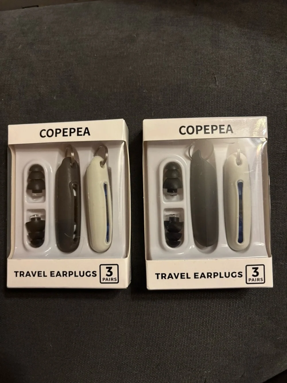 Travel Earplugs 3 Pairs - Black and White